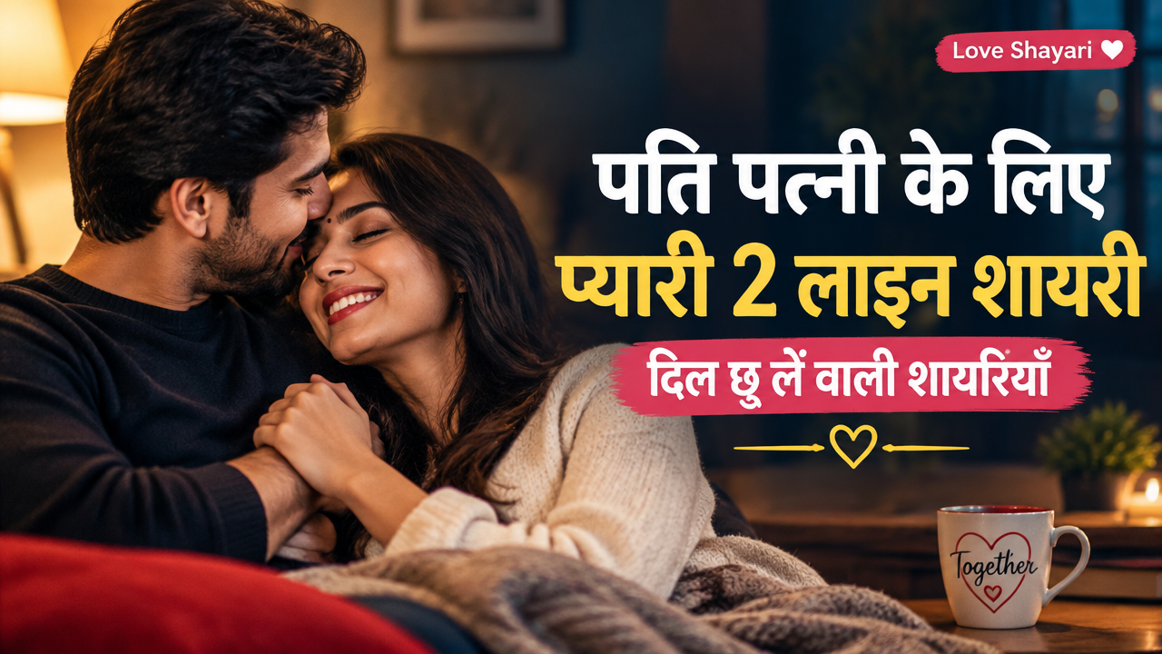 पति पत्नी के लिए प्यारी 2 लाइन शायरी featured poster