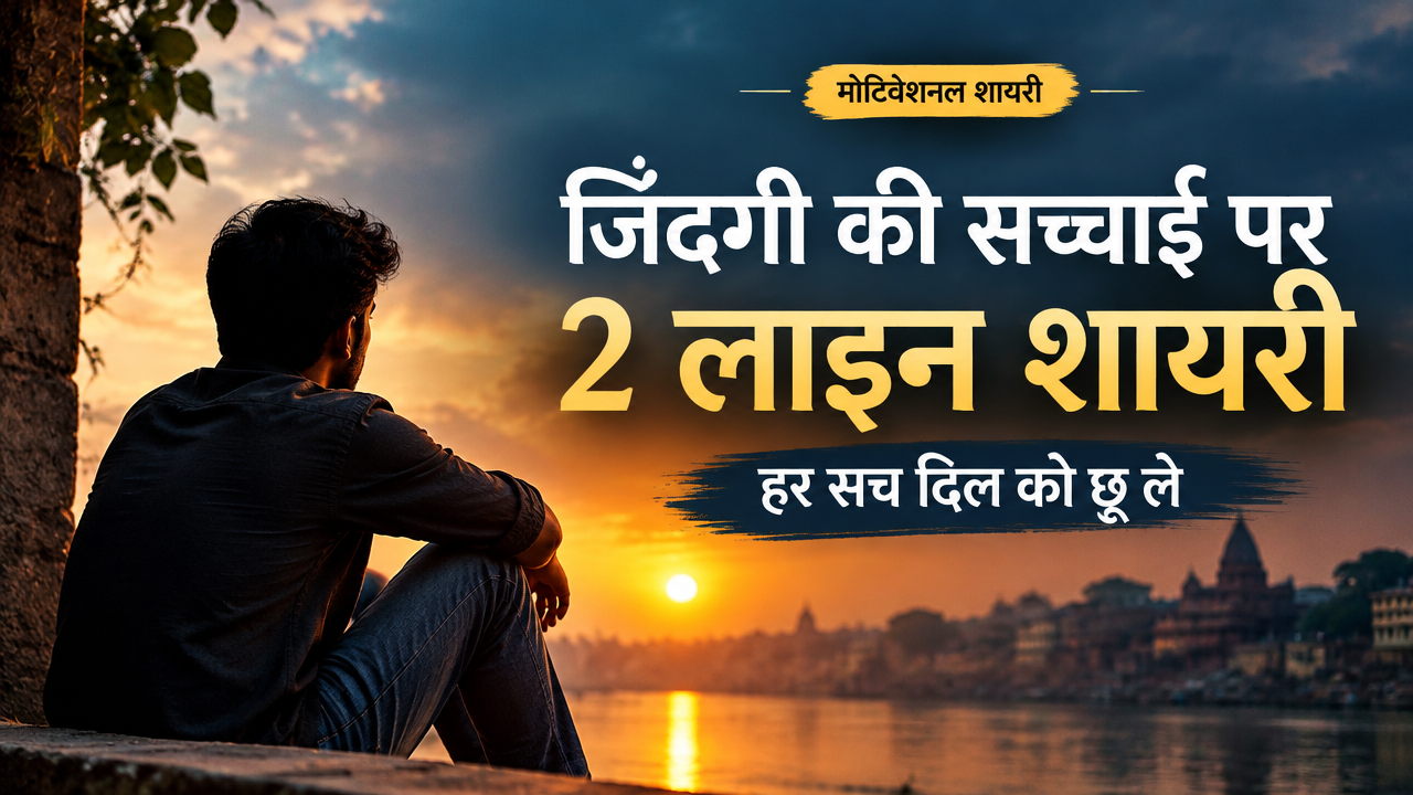 जिंदगी की सच्चाई पर 2 लाइन शायरी featured poster