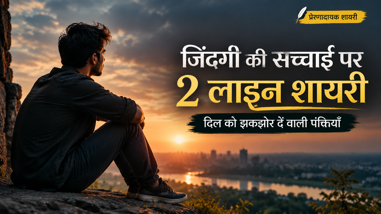 जिंदगी की सच्चाई पर 2 लाइन शायरी featured poster