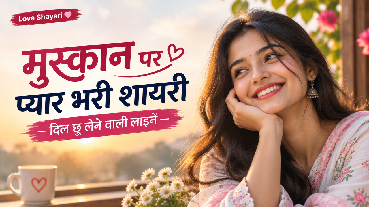 मुस्कान पर प्यार भरी शायरी featured poster